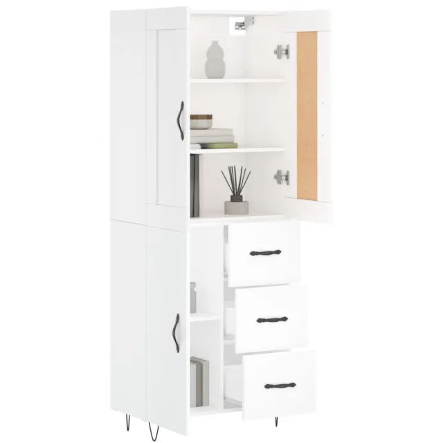 Buffet haut Blanc 69,5x34x180 cm Bois d'ingénierie