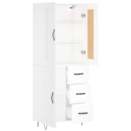 Buffet haut Blanc 69,5x34x180 cm Bois d'ingénierie