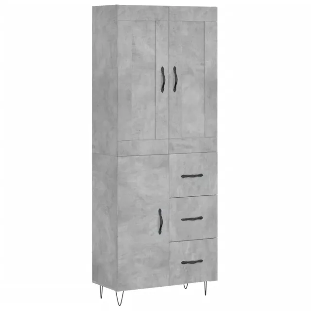 Buffet haut Gris béton 69,5x34x180 cm Bois d'ingénierie