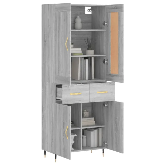 Buffet haut Sonoma gris 69,5x34x180 cm Bois d'ingénierie
