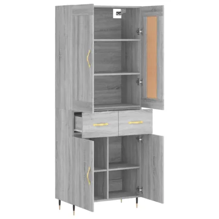 Buffet haut Sonoma gris 69,5x34x180 cm Bois d'ingénierie