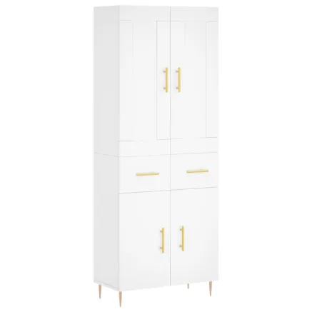 Buffet haut Blanc 69,5x34x180 cm Bois d'ingénierie 2