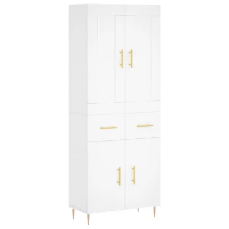 Buffet haut Blanc 69,5x34x180 cm Bois d'ingénierie