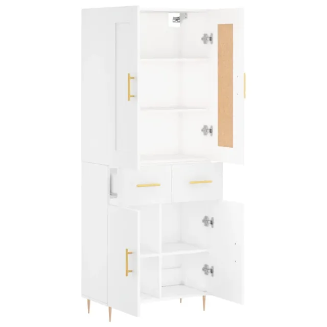 Buffet haut Blanc 69,5x34x180 cm Bois d'ingénierie