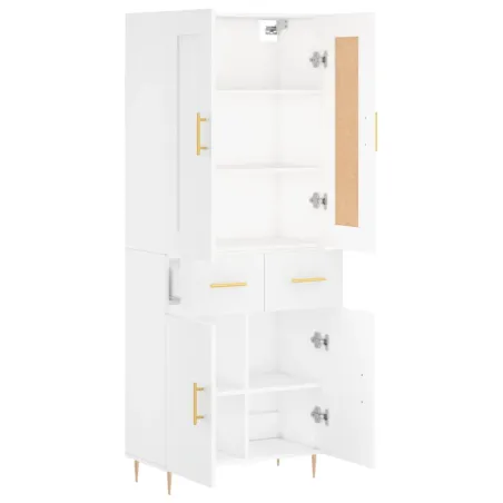 Buffet haut Blanc 69,5x34x180 cm Bois d'ingénierie