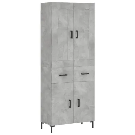 Buffet haut Gris béton 69,5x34x180 cm Bois d'ingénierie