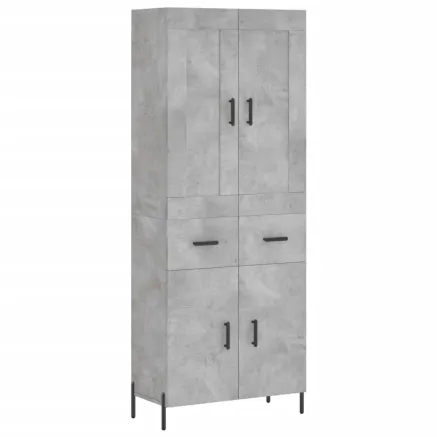 Buffet haut Gris béton 69,5x34x180 cm Bois d'ingénierie 2
