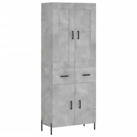 Buffet haut Gris béton 69,5x34x180 cm Bois d'ingénierie