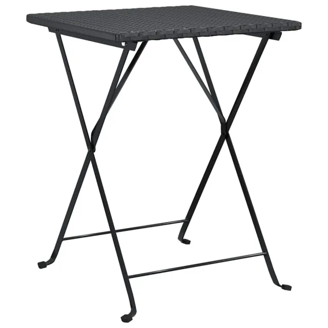 Ensemble de bistro pliable 3 pcs Noir Résine tressée