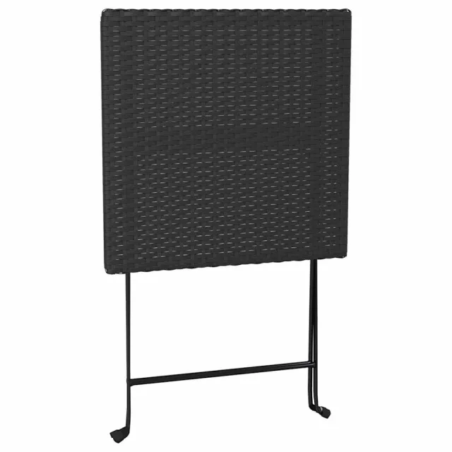 Ensemble de bistro pliable 3 pcs Noir Résine tressée