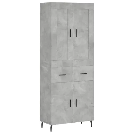 Buffet haut Gris béton 69,5x34x180 cm Bois d'ingénierie 2