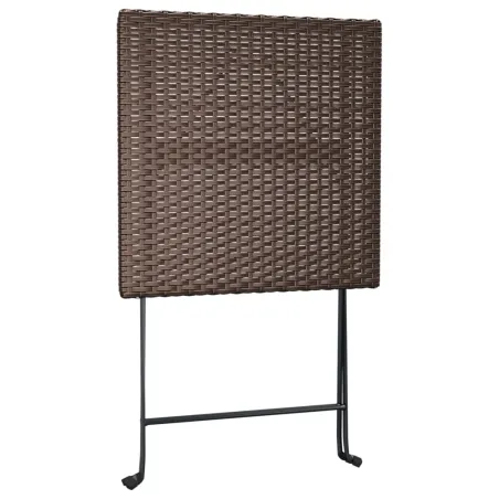 Ensemble de bistro pliable 3 pcs Marron Résine tressée
