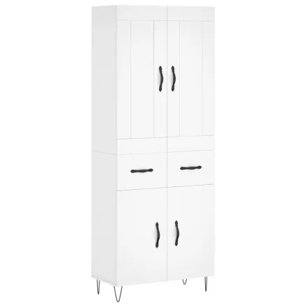 Buffet haut Blanc 69,5x34x180 cm Bois d'ingénierie 2