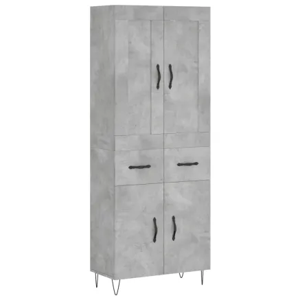 Buffet haut Gris béton 69,5x34x180 cm Bois d'ingénierie 2