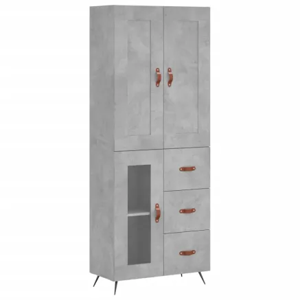 Buffet haut Gris béton 69,5x34x180 cm Bois d'ingénierie 2
