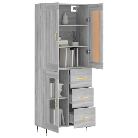 Buffet haut Sonoma gris 69,5x34x180 cm Bois d'ingénierie