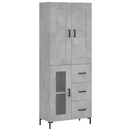 Buffet haut Gris béton 69,5x34x180 cm Bois d'ingénierie 2