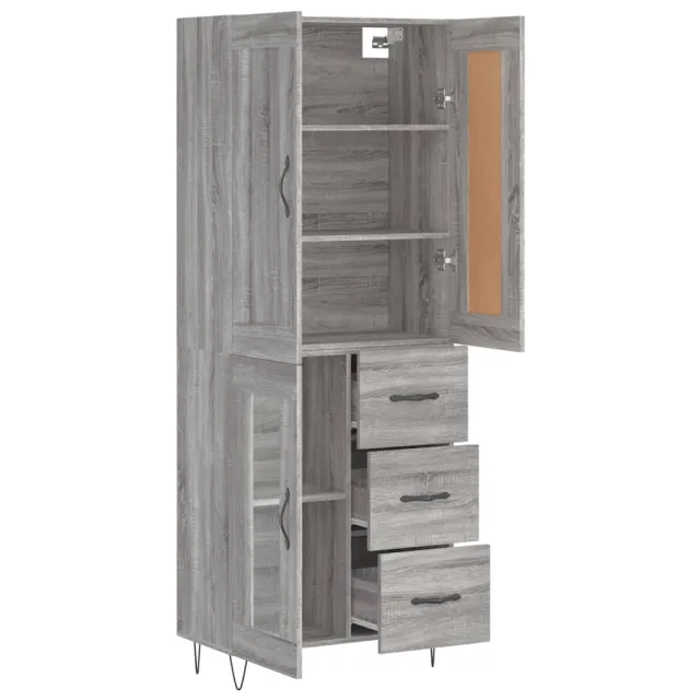 Buffet haut Sonoma gris 69,5x34x180 cm Bois d'ingénierie