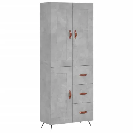 Buffet haut Gris béton 69,5x34x180 cm Bois d'ingénierie 2