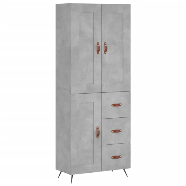 Buffet haut Gris béton 69,5x34x180 cm Bois d'ingénierie