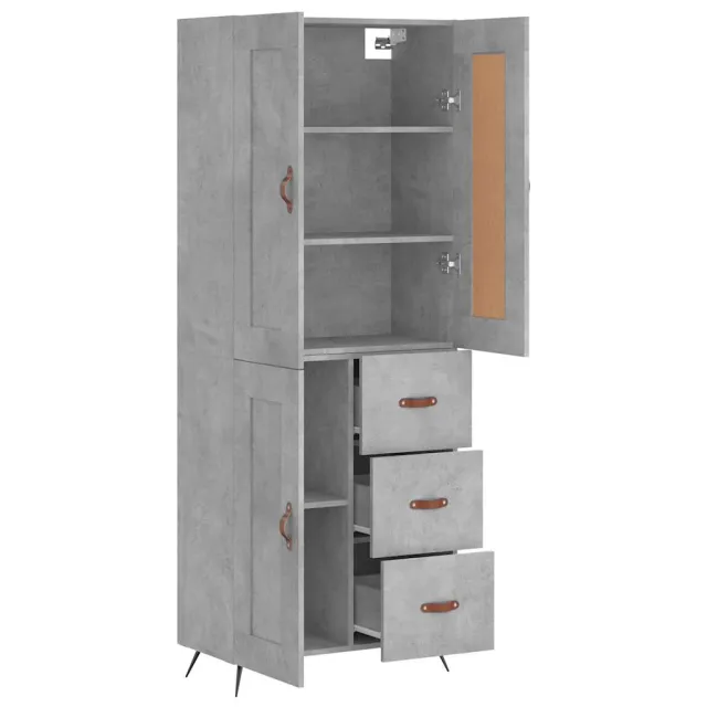 Buffet haut Gris béton 69,5x34x180 cm Bois d'ingénierie