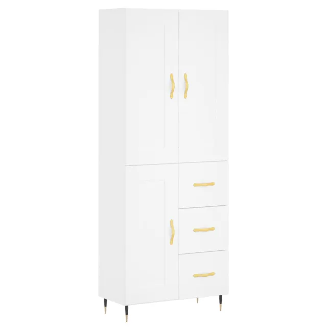 Buffet haut Blanc 69,5x34x180 cm Bois d'ingénierie