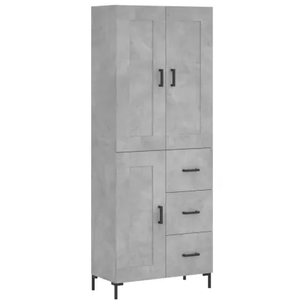 Buffet haut Gris béton 69,5x34x180 cm Bois d'ingénierie 2