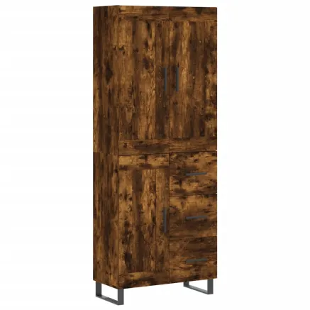 Buffet haut Chêne fumé 69,5x34x180 cm Bois d'ingénierie 2