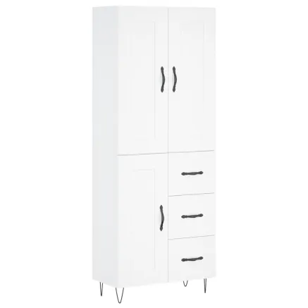 Buffet haut Blanc 69,5x34x180 cm Bois d'ingénierie 2