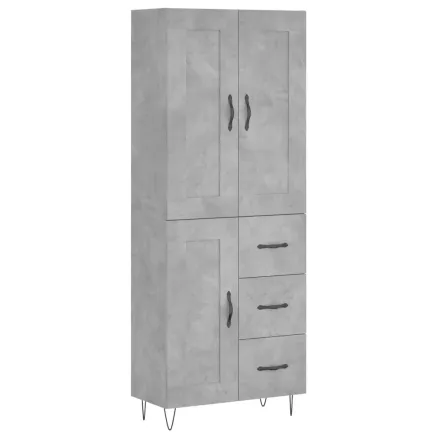 Buffet haut Gris béton 69,5x34x180 cm Bois d'ingénierie 2