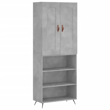 Buffet haut Gris béton 69,5x34x180 cm Bois d'ingénierie 2