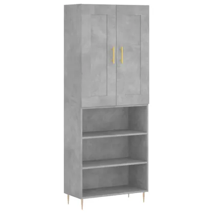 Buffet haut Gris béton 69,5x34x180 cm Bois d'ingénierie 2