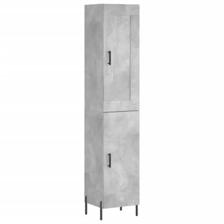 Buffet haut Gris béton 34,5x34x180 cm Bois d'ingénierie 2