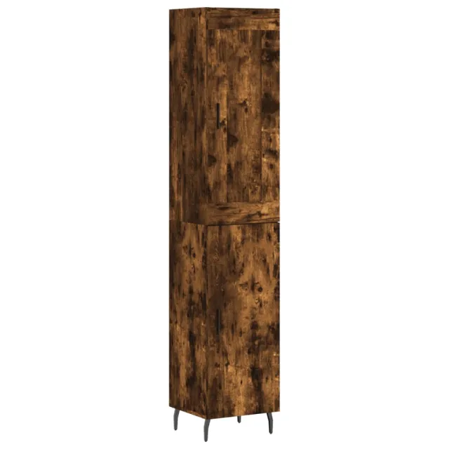 Buffet haut Chêne fumé 34,5x34x180 cm Bois d'ingénierie