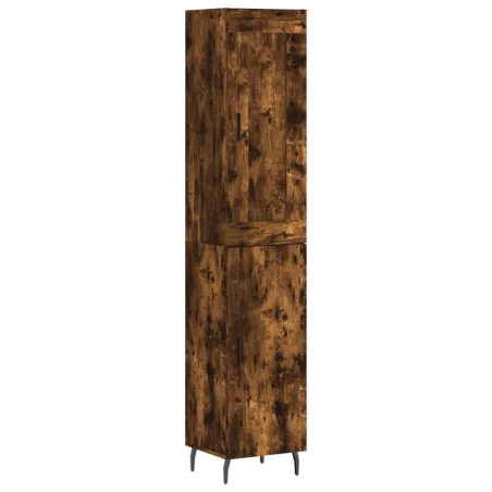 Buffet haut Chêne fumé 34,5x34x180 cm Bois d'ingénierie