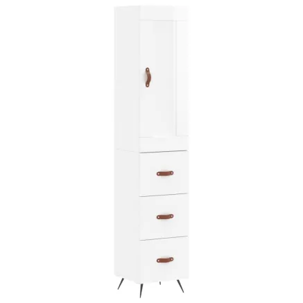 Buffet haut Blanc brillant 34,5x34x180 cm Bois d'ingénierie 2