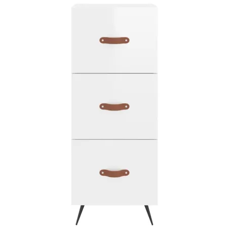 Buffet haut Blanc brillant 34,5x34x180 cm Bois d'ingénierie