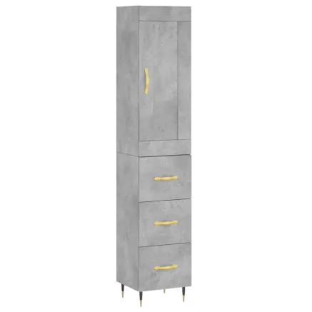 Buffet haut Gris béton 34,5x34x180 cm Bois d'ingénierie 2
