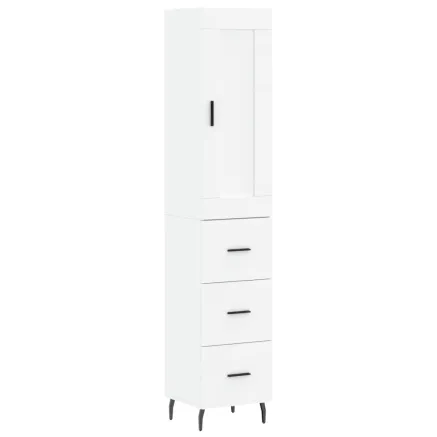 Buffet haut Blanc 34,5x34x180 cm Bois d'ingénierie 2