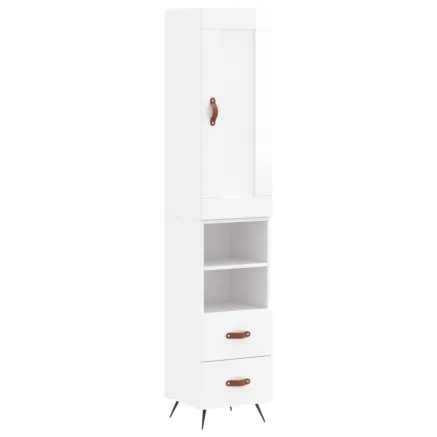 Buffet haut Blanc brillant 34,5x34x180 cm Bois d'ingénierie 2
