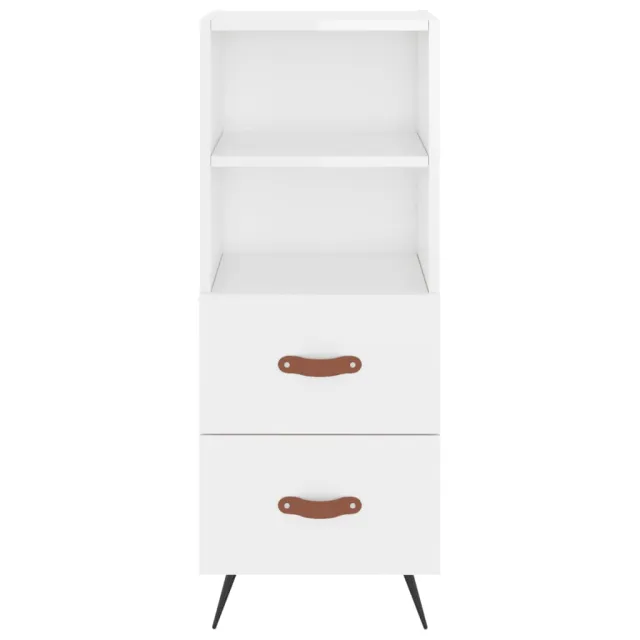 Buffet haut Blanc brillant 34,5x34x180 cm Bois d'ingénierie