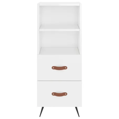 Buffet haut Blanc brillant 34,5x34x180 cm Bois d'ingénierie