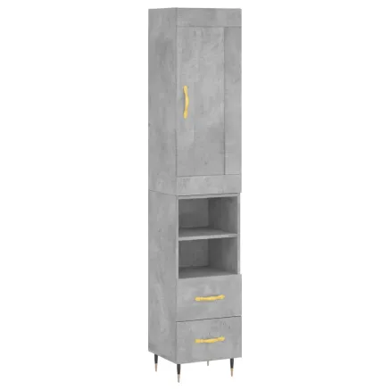 Buffet haut Gris béton 34,5x34x180 cm Bois d'ingénierie 2