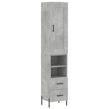 Buffet haut Gris béton 34,5x34x180 cm Bois d'ingénierie 2