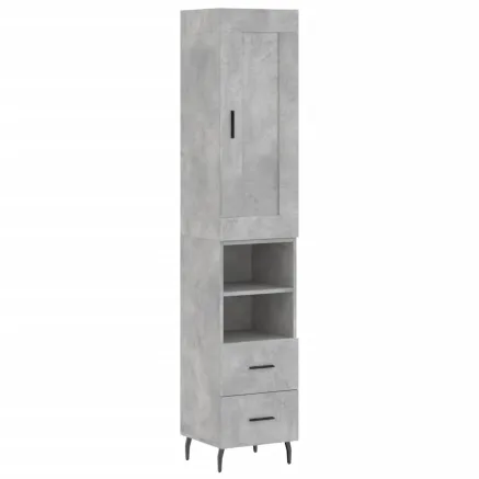 Buffet haut Gris béton 34,5x34x180 cm Bois d'ingénierie 2