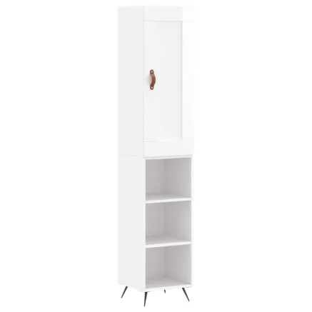 Buffet haut Blanc brillant 34,5x34x180 cm Bois d'ingénierie 2
