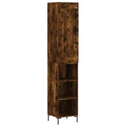 Buffet haut Chêne fumé 34,5x34x180 cm Bois d'ingénierie 2