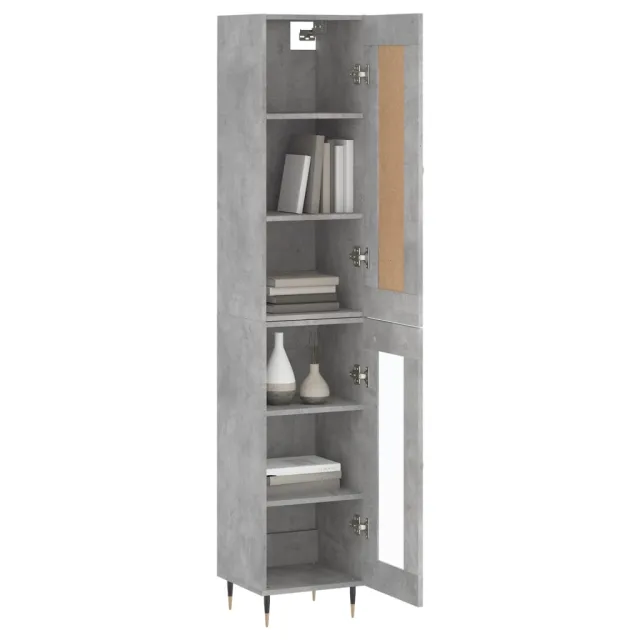 Buffet haut Gris béton 34,5x34x180 cm Bois d'ingénierie