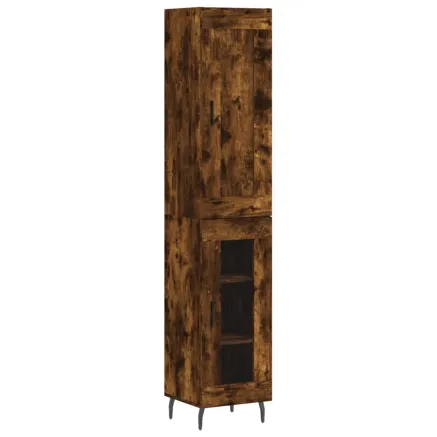 Buffet haut Chêne fumé 34,5x34x180 cm Bois d'ingénierie 2