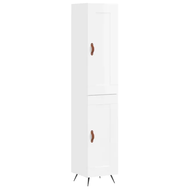 Buffet haut Blanc brillant 34,5x34x180 cm Bois d'ingénierie